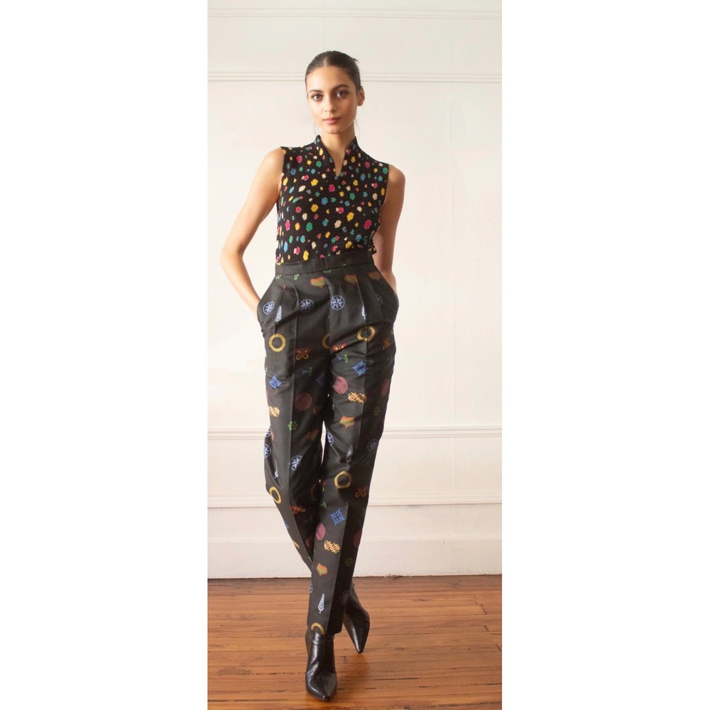 Todd Oldham 1993 Silk Jacquard Cigarette Pants - Picture 13 of 13
